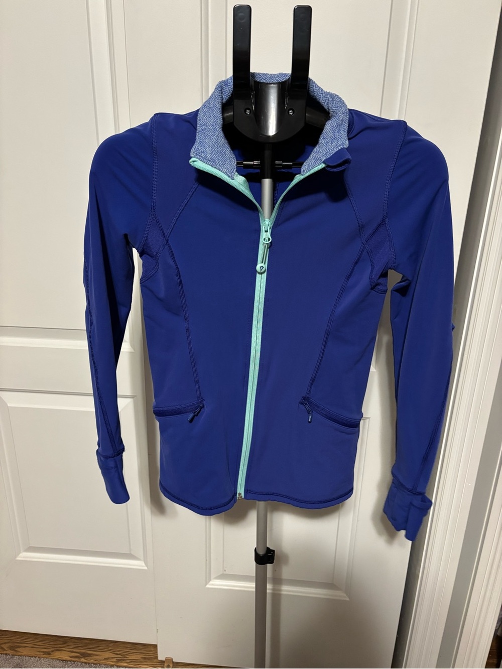 Ivivva Girls' Royal Blue Zip Jacket with Mint Trim